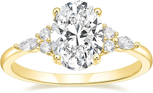 TIGRADE 3CT Engagement Ring Oval Cut Cubic Zirconia Marquise Round CZ Eternity Wedding Band for Women Size 3-12