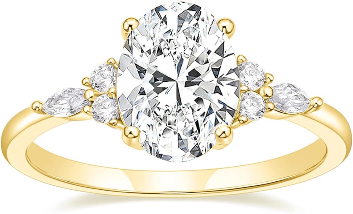 TIGRADE 3CT Engagement Ring Oval Cut Cubic Zirconia Marquise Round CZ Eternity Wedding Band for Women Size 3-12