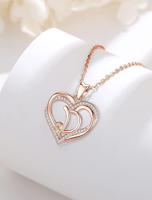 INFUSEU Unique Initial Necklaces for Women Girls Small Heart Letter Jewelry, Meaningful Personalized Gifts