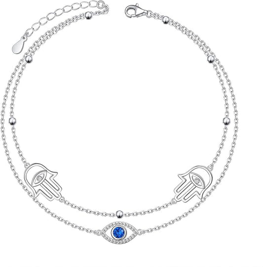 Anklets for Women 925 Sterling Silver Charm Layered Simulated Opal/Moonstone/Daisy/Infinity Summer Beach Ankle Bracelet Foot Chain Jewelry Birthday Valentine's Day Mother's Day Gift