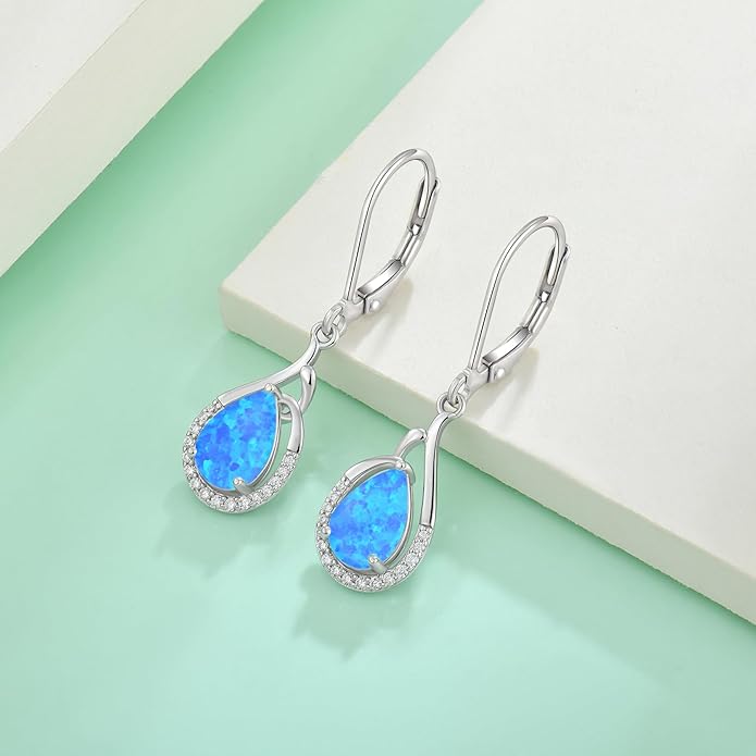 Starchenie Teardrop Dangle Drop Earrings 925 Sterling Silver Pear Birthstones Leverback Earrings Gift for Women