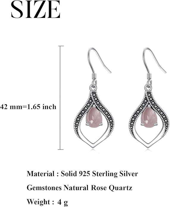 Vintage Genuine Gemstone Earrings for Women Dangling 925 Sterling Silver Western Native American Style Jewelry for Wife Mother