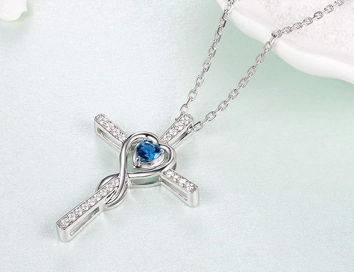 Dorella Love Infinity Christmas Jewelry for Women Birthday Gifts Wife Mom December January Birthstones Blue Topaz Garnet and More Stones Jewelry 925 Sterling Silver