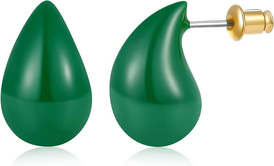 Gacimy Teardrop Earrings Dupes for Women 14K Gold Plated, Chunky Drop Earrings for Women with 925 Sterling Silver Post