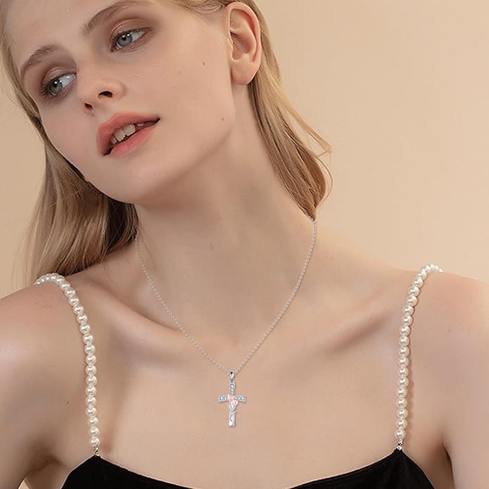 Tulip Sunflower Rose Lily of the Valley Sterling Silver Flower Heart Pendant Necklace Gifts for Women Mother Flower Lover