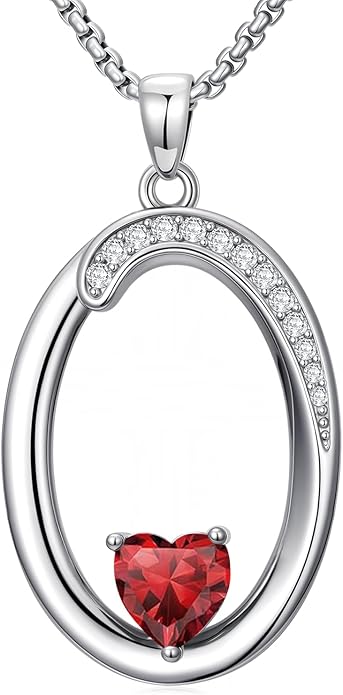 Christmas Gifts for Women Alphabet A to Z Initial Birthstone Pendant Necklaces for Women - 18k White Gold Plated Personalized Name Jewelry Valentine Mothers Day Birthday Gifts for Women Her Girlfriend