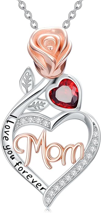 Mother's Day Necklace Gifts 925 Sterling Silver Mom/Wife/Grandma/Nana/Family I Love You Mom Necklace for Women Jewelry Birthday Gifts for Couple