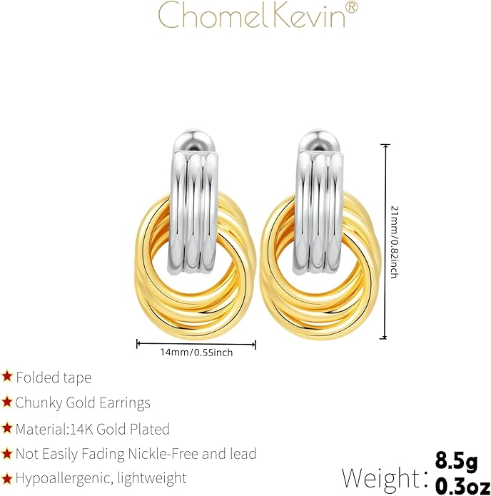 Trendy 14K Gold Plated Knot Earrings are Thick and Charming Pendant Earrings for Women They are Lightweight Hypoallergenic Fashion Accessories Jewelry Gifts for Women