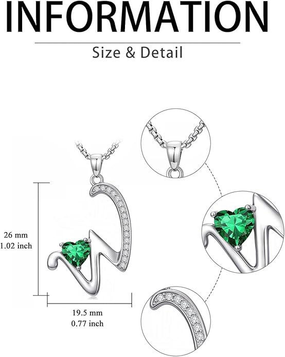 Christmas Gifts for Women Alphabet A to Z Initial Birthstone Pendant Necklaces for Women - 18k White Gold Plated Personalized Name Jewelry Valentine Mothers Day Birthday Gifts for Women Her Girlfriend