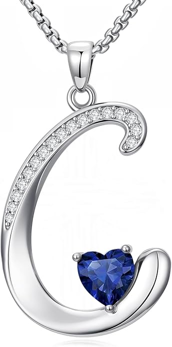 Christmas Gifts for Women Alphabet A to Z Initial Birthstone Pendant Necklaces for Women - 18k White Gold Plated Personalized Name Jewelry Valentine Mothers Day Birthday Gifts for Women Her Girlfriend