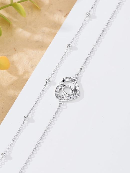 Dorunmo Initial Anklet 925 Sterling Silver Letter A-Z Layered Heart Anklet Beach Jewelry Birthday Gifts for Women