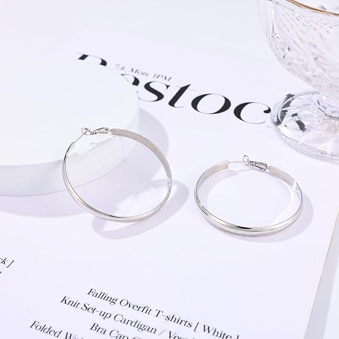 Gacimy 14K Gold Plated Hoop Earrings for Women, 14k Real Gold Plated with 925 Sterling Silver Post, Hypoallergenic Lightweight Thick Hoops Earrings for Women Trendy