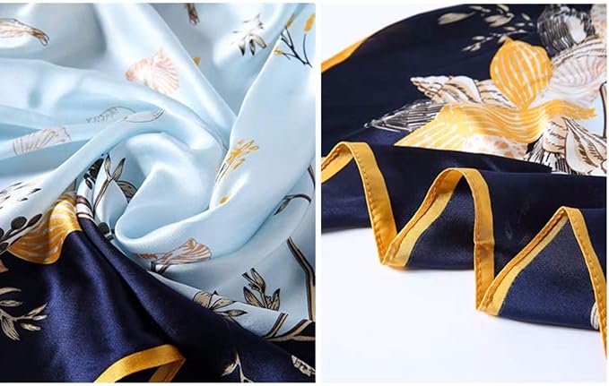 ANDANTINO 100% Mulberry Silk Scarf -21” Lightweight Square Neckerchief – Breathable Digital Printed Scarves with Gift Packed