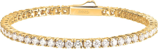 Moissanite Tennis Bracelet For Women and Men in 18K White Gold/Yellow Gold Over Sterling Silver, 2mm-4mm Width, Comes With Gift Box