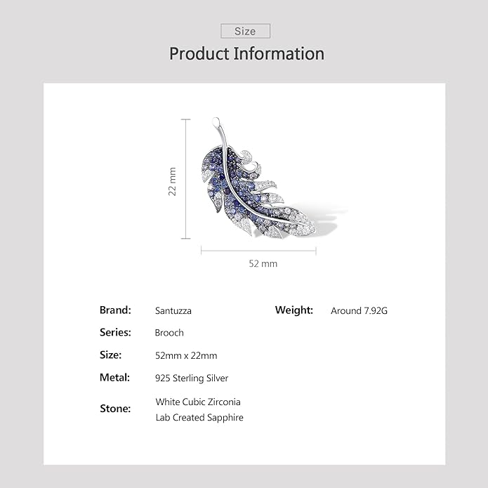 Santuzza 925 Sterling Silver Gemstone Pin Brooch for Women