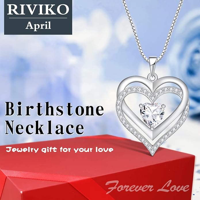 RIVIKO Infinity Heart Symbol Necklace for Women 925 Sterling Silver Love Heart Pendant Valentine's Day Mother's Day Anniversary Birthday Christmas Jewelry Gifts for Women Mom Wife Sister Her Friends