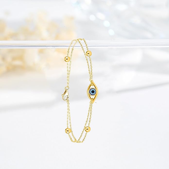 925 Sterling Silver Evil Eye Bracelets Infinity Adjustable Bracelet for Women Mother Wife Girlfriend Jewelry Gift