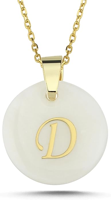 Initial Necklace for Women - Gifts for Women 18ct Gold Vermeil Letter Necklace Genuine Mother of Pearl 925K Sterling Silver Dainty Letter A-Z Necklace