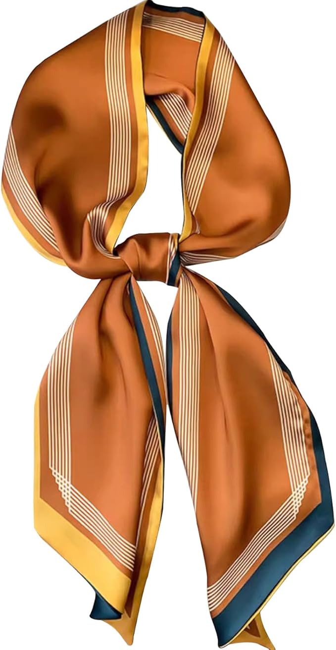 kcctoo 59" Mulberry Silk Like Head Scarf Women's Fashion Square Neck Satin Scarfs for Bag Hair Scarves Gift 59 * 5.9”