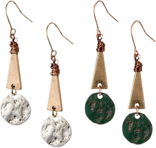 SPUNKYsoul Boho Disc Light Weight Earrings 2 Pack for Women