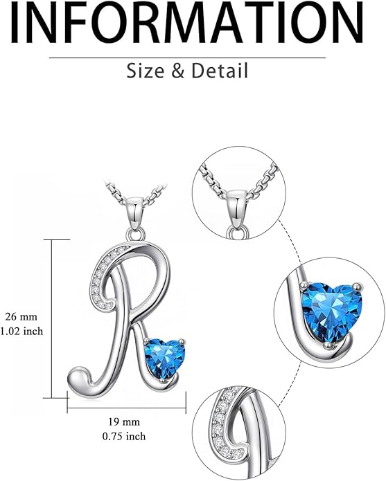 Christmas Gifts for Women Alphabet A to Z Initial Birthstone Pendant Necklaces for Women - 18k White Gold Plated Personalized Name Jewelry Valentine Mothers Day Birthday Gifts for Women Her Girlfriend