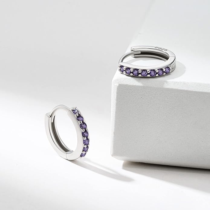 SWEETV 925 Sterling Silver Huggie Hoop Earrings for Women Girls-Tiny Small Cartilage Hoop Earring