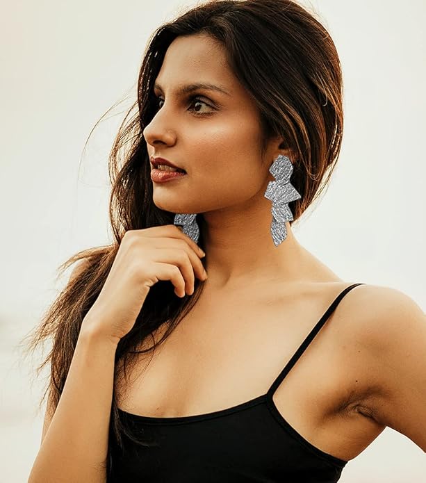 Ginkgo Leaf Flower Earrings, Gold Geometric Statement Earring, Big Fashion Design Boho Drop Dangle Earrings