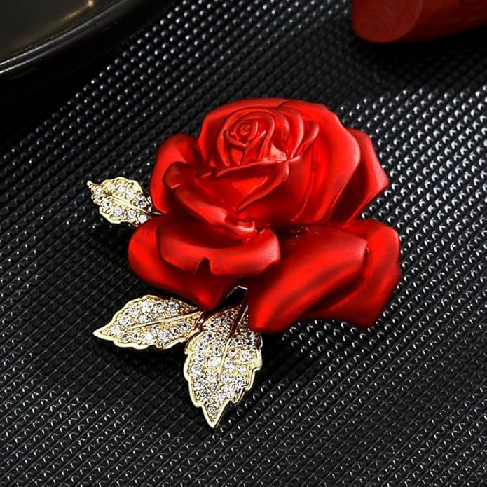 AILONMEI Red Rose Flower Brooches and Pins for Women Costume Jewelry Brooch Pins Broches Jewelry for Women Elegant Lady Pin