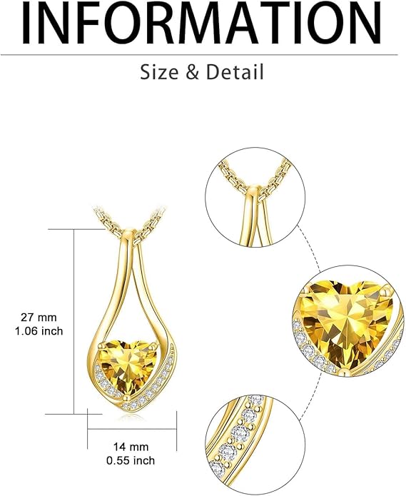 Birthstone Necklaces for Women,18k Yellow/White Gold Plated Forever Love Heart Infinity Pendant Necklace Anniversary Jewelry Christmas Birthday Gifts for Women Her Wife Girlfriend