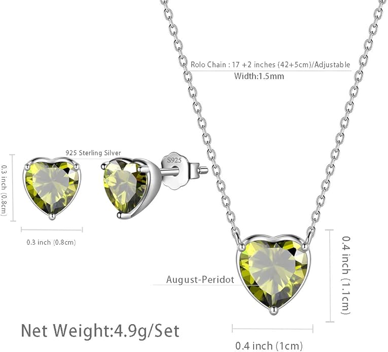 Aurora Tears 925 Sterling Silver 12 Birthstone Hearts Jewelry Women Crystal Wedding/Engagement/Bridal Heart Necklace/Earring/Ring/Bracelet Sets Jewellery