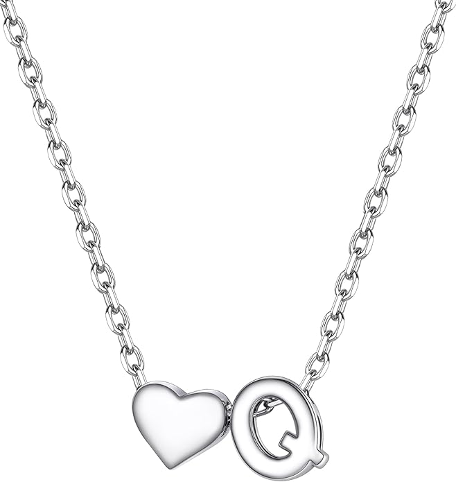 PROSILVER Initial Heart Necklace for Women, 925 Sterling Silver Tiny Heart Letter Necklace Siver, Gold Necklace, Come with Box