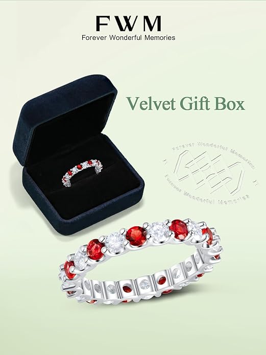 D Color VVS1 Clarity Moissanite and Sapphire/Ruby/Emerald Rings for Women, Solid 925 Sterling Silver, Anniversary Birthday Mothers Day Jewelry Gift, Stackable Wedding Ring, Size 4-11