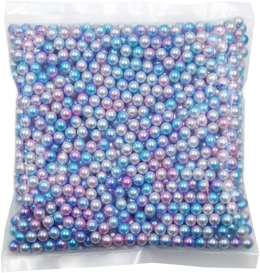 INSPIRELLE 1100 Pieces Gradient Undrilled ABS Art Faux Pearls for Vase Fillers, 8mm Blue-Purle No Hole Makeup Beads Mermaid Imitation Round Pearl Beads for Table Scatter Home Wedding Decoration