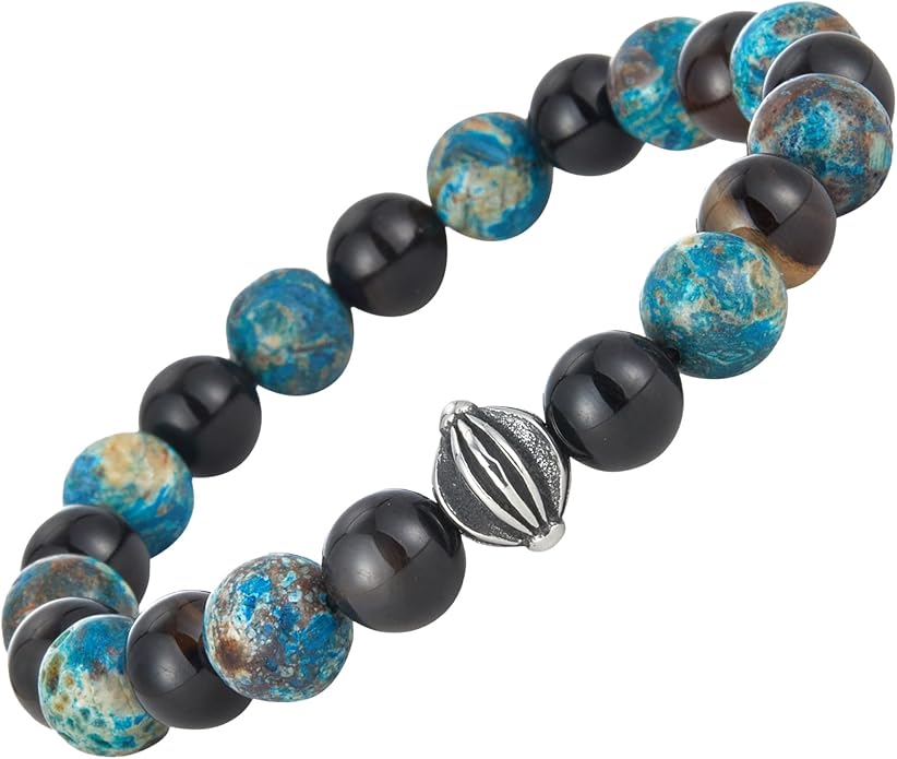 3pc Mens Beaded Bracelets Silver Stainless Steel Chain Bracelet for Men Handmade Braided Bracelet Sets Jewelry Gifts for Men