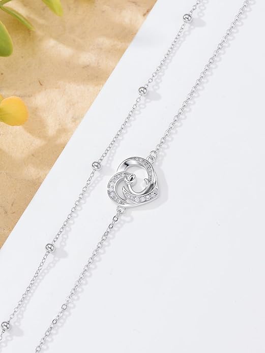 Dorunmo Initial Anklet 925 Sterling Silver Letter A-Z Layered Heart Anklet Beach Jewelry Birthday Gifts for Women