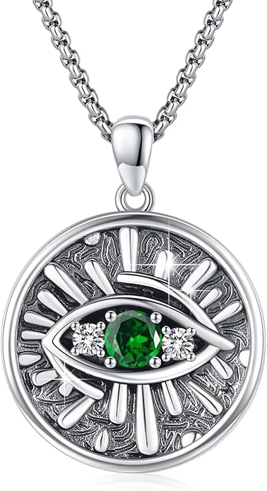 Evil Eye Necklace for Women 925 Sterling Silver, Protection Necklace with Blue Evil Eye Charm, Evil Eye/Lotus Pendant Jewelry, Birthday Christmas Gifts for Her