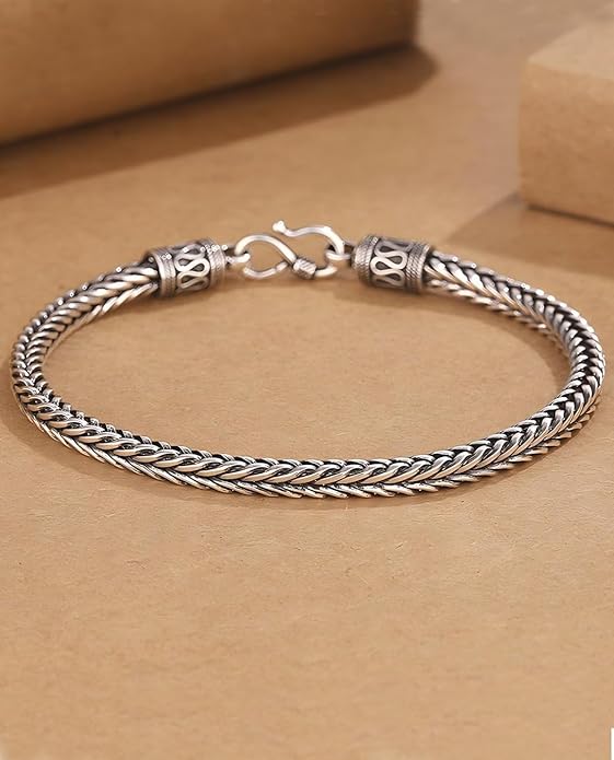 Italian Handmade Sterling Silver Mens Bracelets | Solid S925 Chain Bracelets for Men | Men's Silver Bracelet Gift for Dad, Boyfriend, Son, My Man
