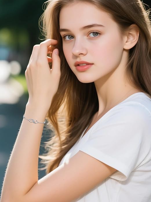 Dorunmo Infinity Bracelet Mom Bracelet 925 Sterling Silver 14K Gold Plated Infinity Heart Anklet for Women Christmas Jewelry Gifts for Wife Mom Daughter