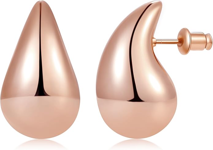 Gacimy Teardrop Earrings Dupes for Women 14K Gold Plated, Chunky Drop Earrings for Women with 925 Sterling Silver Post