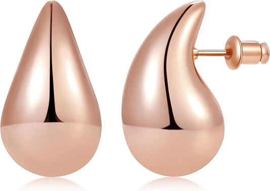 Gacimy Teardrop Earrings Dupes for Women 14K Gold Plated, Chunky Drop Earrings for Women with 925 Sterling Silver Post