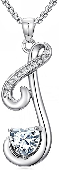 Christmas Gifts for Women Alphabet A to Z Initial Birthstone Pendant Necklaces for Women - 18k White Gold Plated Personalized Name Jewelry Valentine Mothers Day Birthday Gifts for Women Her Girlfriend