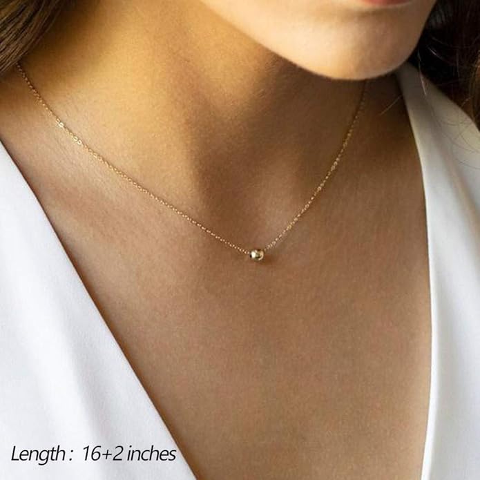 Turandoss Dainty Layered Choker Necklace, Handmade Y Pendant Necklace Multilayer Bar Disc Necklace Adjustable Layering Choker Necklaces for Women
