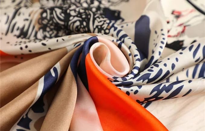 ANDANTINO 100% Mulberry Silk Square Scarf for Hair-25.6" X25.6'' Women Men Natural Silk Neckerchief Digital Printed Headscarf