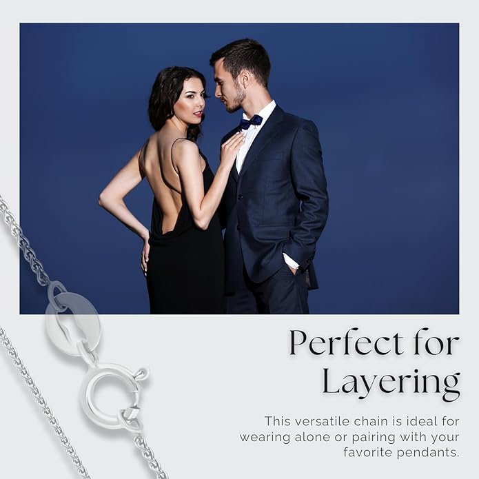 SEA OF ICE Italian Spiga Wheat Chain Necklace – Silver Chain Necklace for Women and Men – 925 Sterling Silver Spring Ring Locked Jewelry Chain – Multisize Silver Chain Unisex
