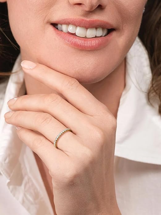 CYW Moissanite Sapphire Ruby Emerald Hand Setting Full Eternity Rings for Women, Solid 925 Sterling Silver, Stackable Ring, Wedding Birthday Valentines Anniversary Mothers Day Ideal Gift for Her