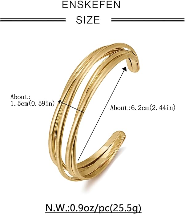 Gold Cuff Bracelet for Women Chunky Multi-layer Cross Wire Open Bracelet Hollow Wide Cuff Bracelets Adjustable Gold Open Cuff Bangle Bracelet