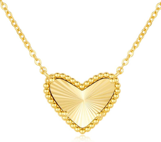 Heart Necklace for Women Dainty 14K Gold Filled Necklace Cute Heart Pendant Adjustable Chain Necklace Trendy Non Tarnish Gold Mother of Pearl Necklace for Wedding Christmas Valentines Day Gifts