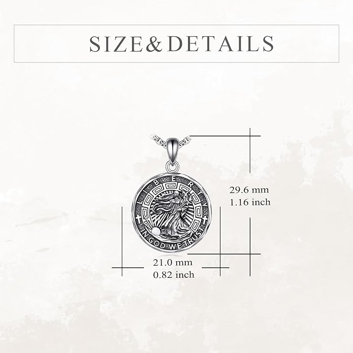 YFN Patron Saint Necklace Sterling Silver Amulet Medal Pendant Religious Protector Jewelry Gifts for Women Men