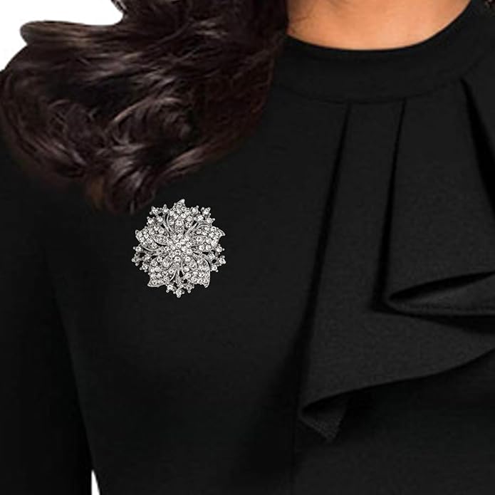 HAISWET Womens Flower-shape Statement Brooch Pin Crystal Brooch for Women