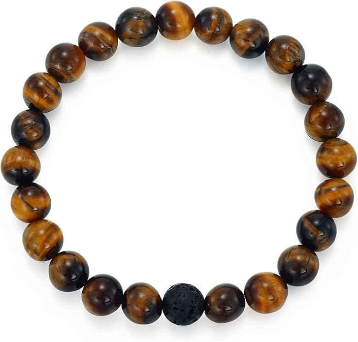 MengPa Mens Beaded Bracelets Couples Matching Bracelet Set Lava Rock Beads for Women Stone Jewelry